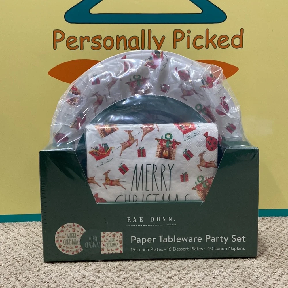 Rae Dunn MERRY CHRISTMAS Paper Tableware Party Set